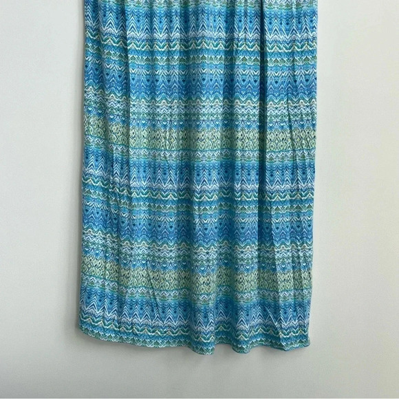 J. Jill Blue Surplice Aegean Island Ikat Print Maxi Dress Stretch Jersey Plus 3X - Picture 5 of 12